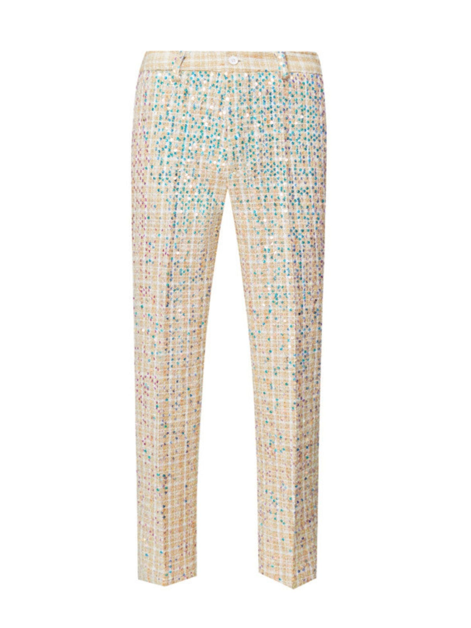 Champagne Sequin Two-Piece Wedding Suit For Men Slim Fit With Single Button