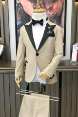 Champagne Two Piece Peaked Lapel Prom Suit