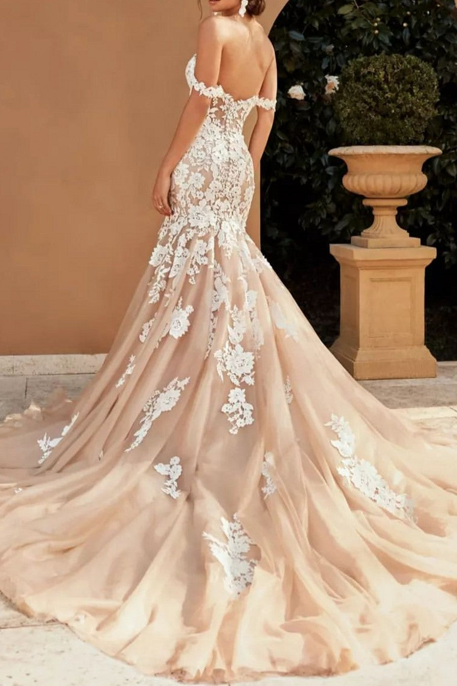 Champagne Wedding Dress Mermaid/Trumpet Off The Shoulder Bridal Dress Champagne Wedding Dress Mermaid/Trumpet Off The Shoulder Bridal Dress