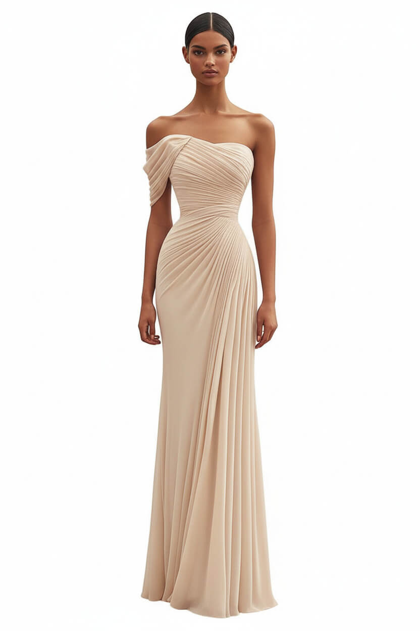 Dressystars One Shoulder Ruched Mermaid Dark Green Wedding Guest Dress Long Formal Dress