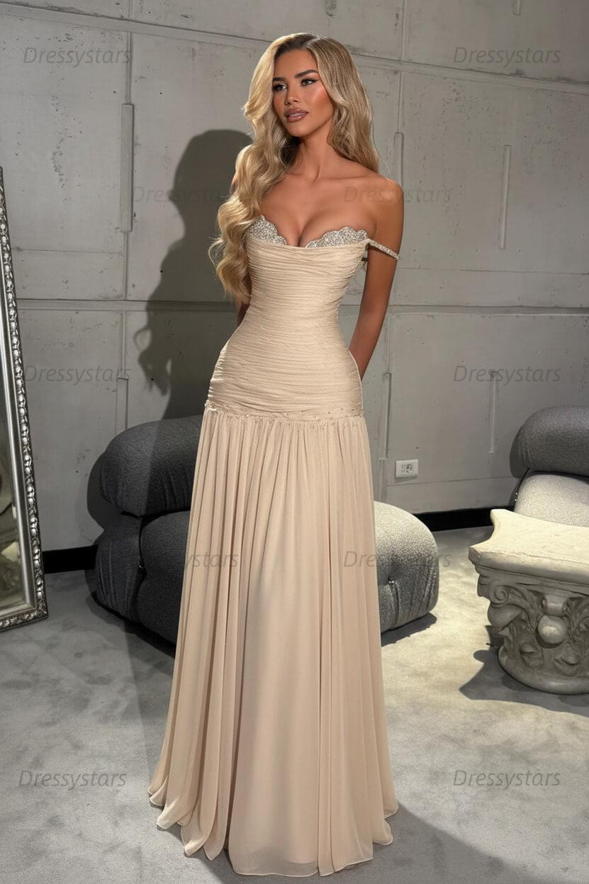 Mint Green Off The Shoulder Prom Dress A Line Formal Evening Gown