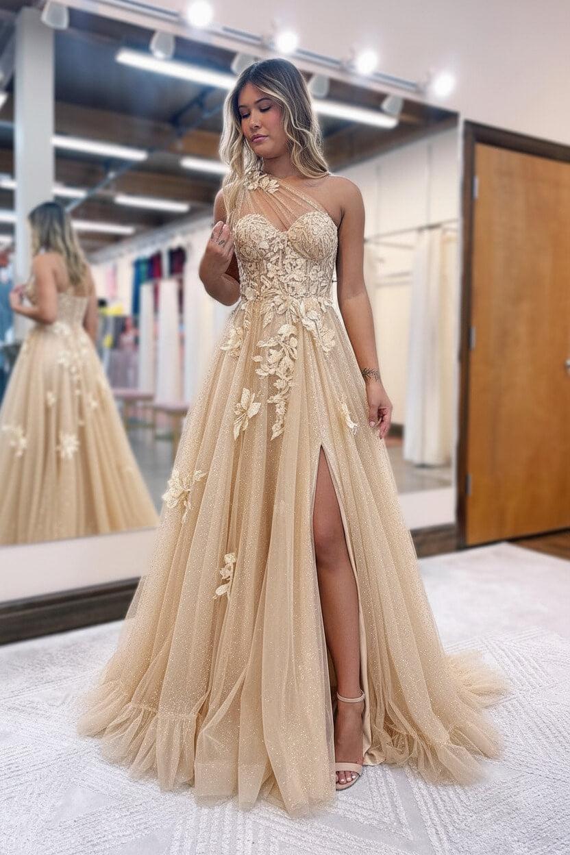 A Line Prom Dress One Shoulder Black Long Appliqued Evening Dress | Dressystars A Line Prom Dress One Shoulder Black Long Appliqued Evening Dress | Dressystars