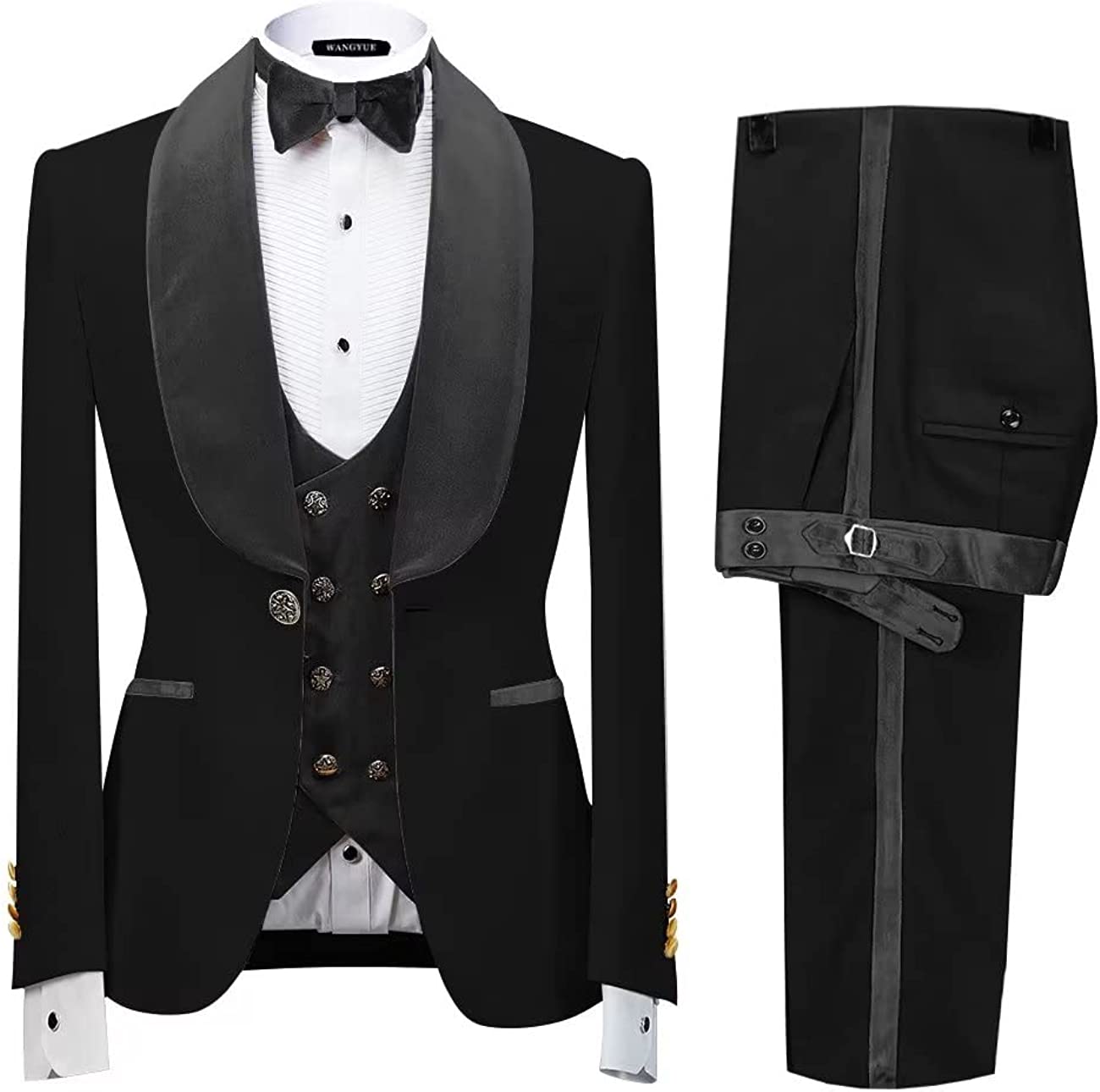 Classic Gray Shawl Lapel 3 Piece Velvet Wedding Suit