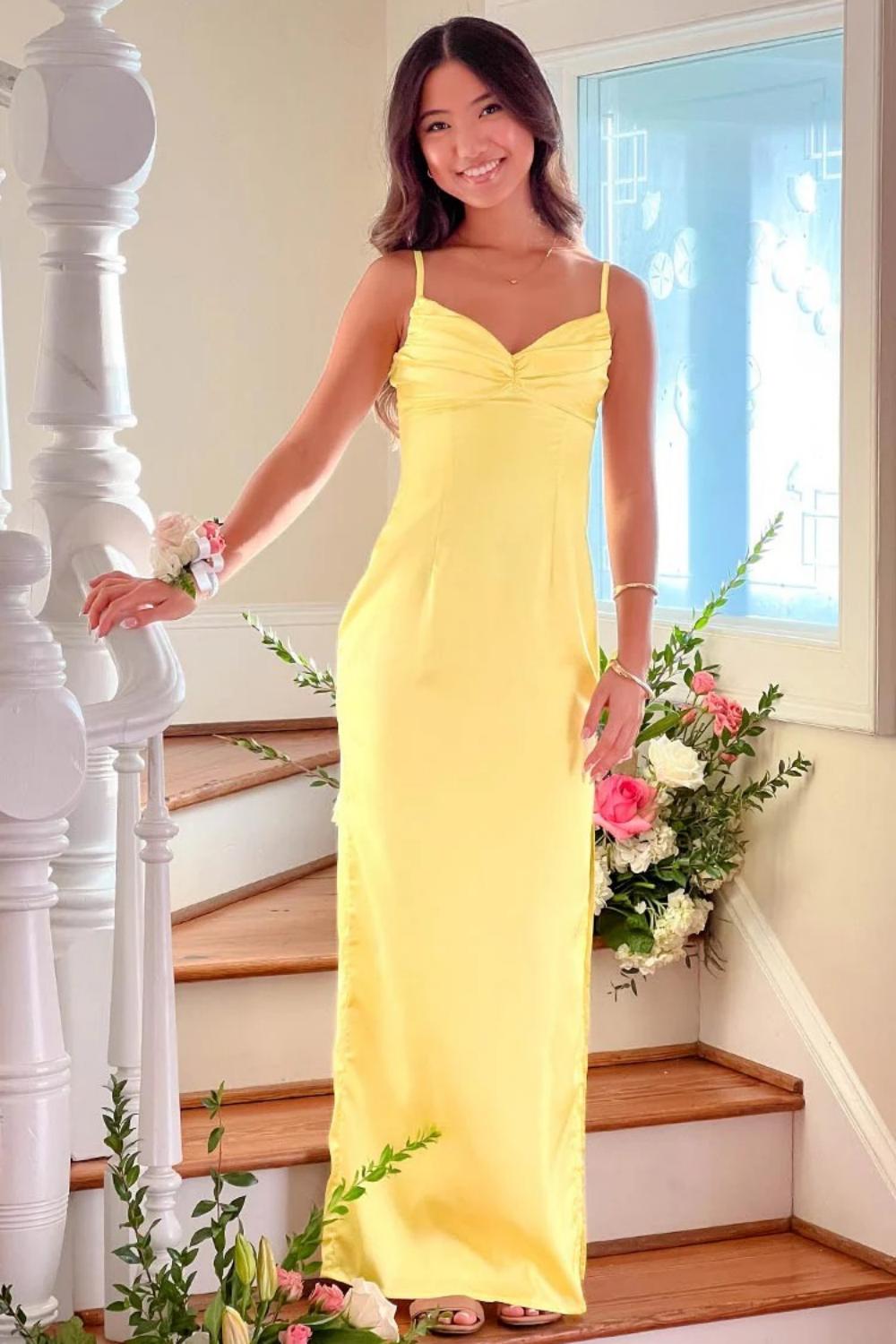 Dressystars Classic Sheath Spaghetti Straps Candy Pink Long Prom Dress With Ruched Formal Evening Gown