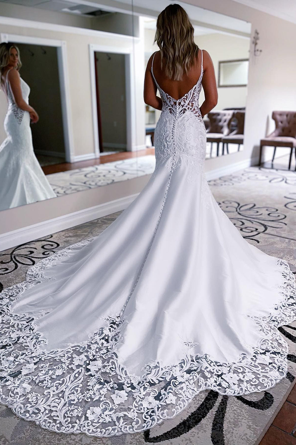 classic white satin wedding dress Classic Simple Soft Satin Wedding Dress La Divine 7469W 4 / Off-White