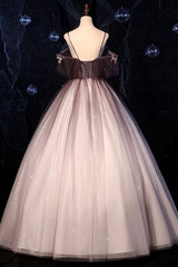 Coffee One Shoulder Tulle Long Prom Gown Formal Dress Evening Dress
