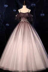 Coffee One Shoulder Tulle Long Prom Gown Formal Dress Evening Dress