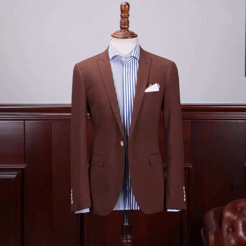 Coffee Peaked Lapel Prom Suit for Men