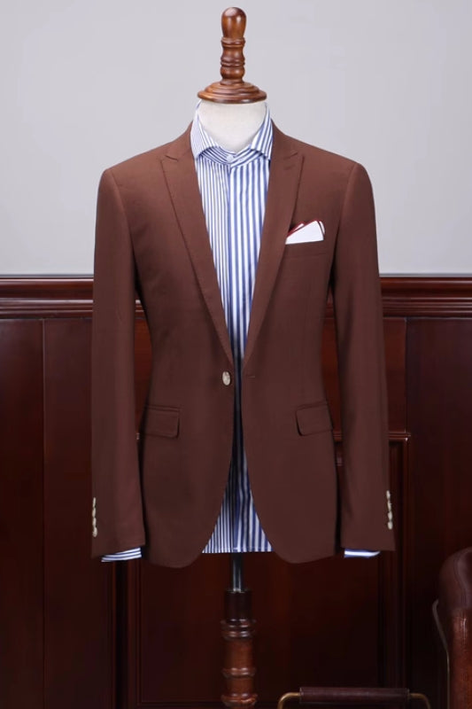 Coffee Peaked Lapel Prom Suit for Men