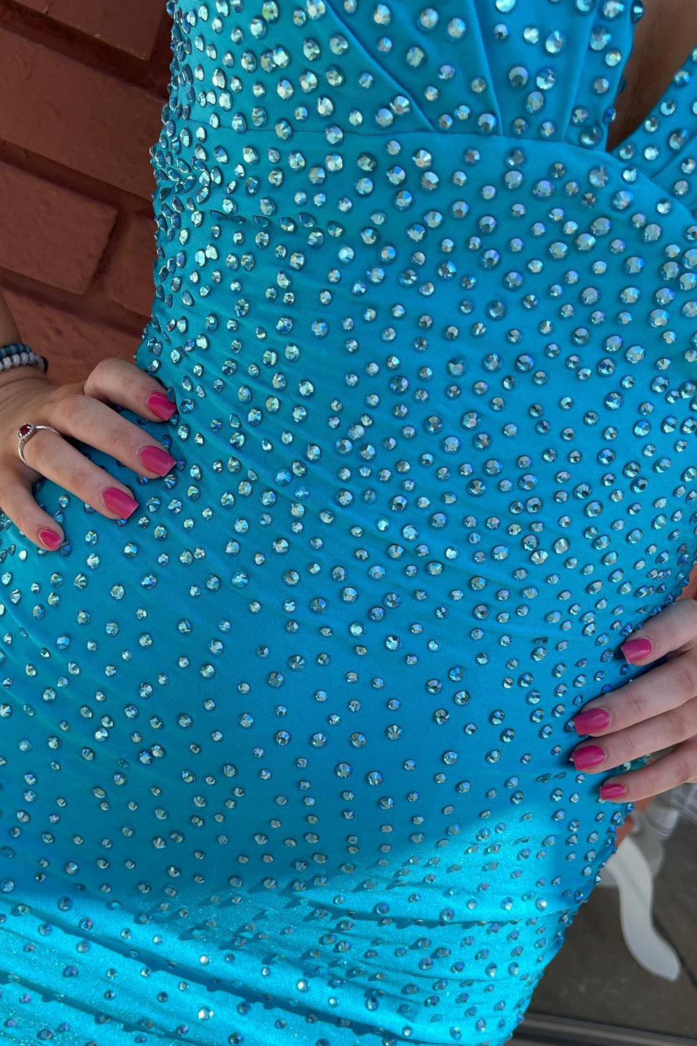 Coral Homecoming Dresses Beaded V-Neck Backless Tight Short Cocktail Dresses
