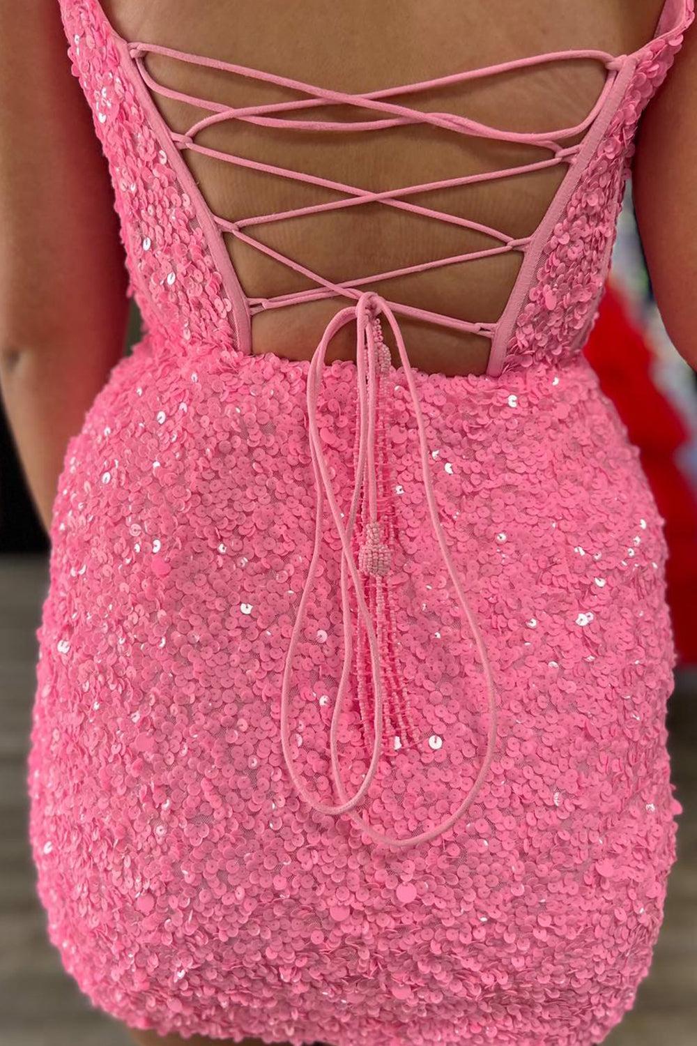 Corset Fuchsia Homecoming Dresses Sequin Tight Short Cocktail Dresses