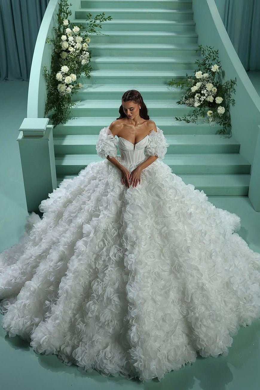 organza floral wedding dress Dressystars Corset Sweetheart Beaded Ball Gown Bridal Gown Embroidered Dress Floral Mint infant outfit The strapless curved neckline Select a Color:Burnt Caramel