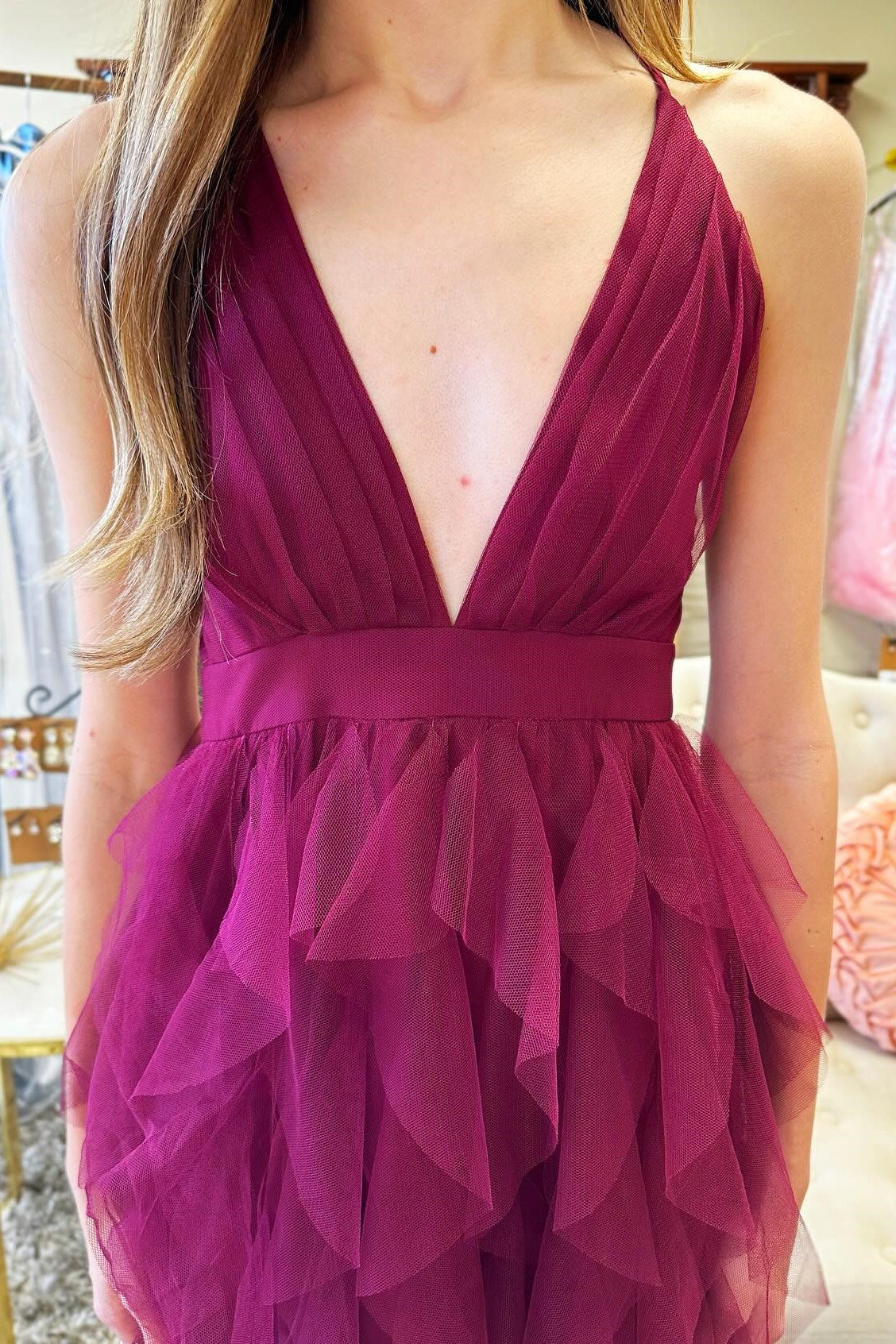 Cross Back Prom Dress Maxi Dress in Blue Evening Dress