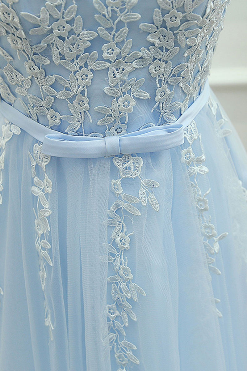 Cute Homecoming Dress Round Neck Lace Tulle Blue Short Party Cocktail Dress