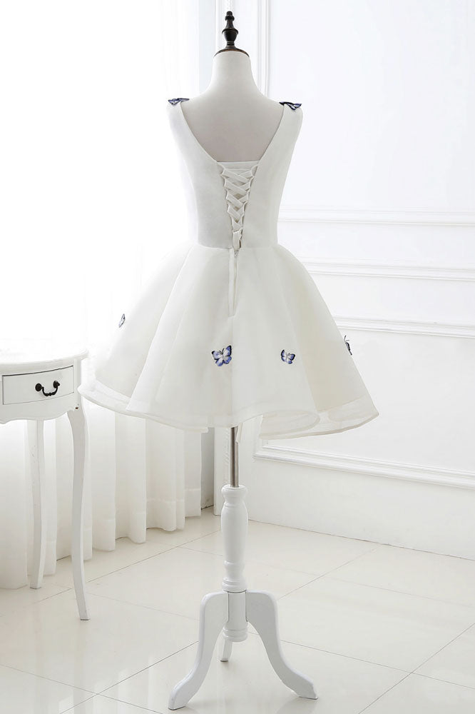 Cute Homecoming Dress White V Neck Short Party Cocktail Dress