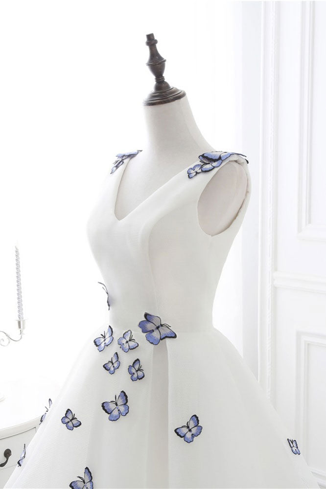 Cute Homecoming Dress White V Neck Short Party Cocktail Dress