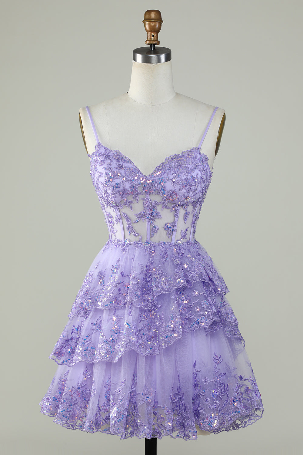 Dark Blue Homecoming Dresses Corset Top Spaghetti Straps A-Line Lace Short Cocktail Dresses