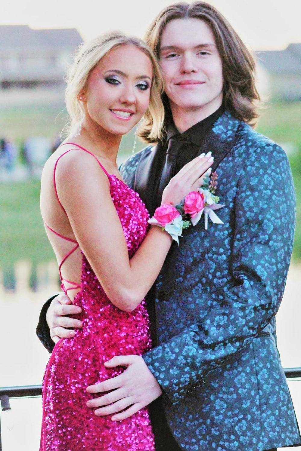 Dark Blue Peak Lapel Jacquard Men's Prom Homecoming Jacket