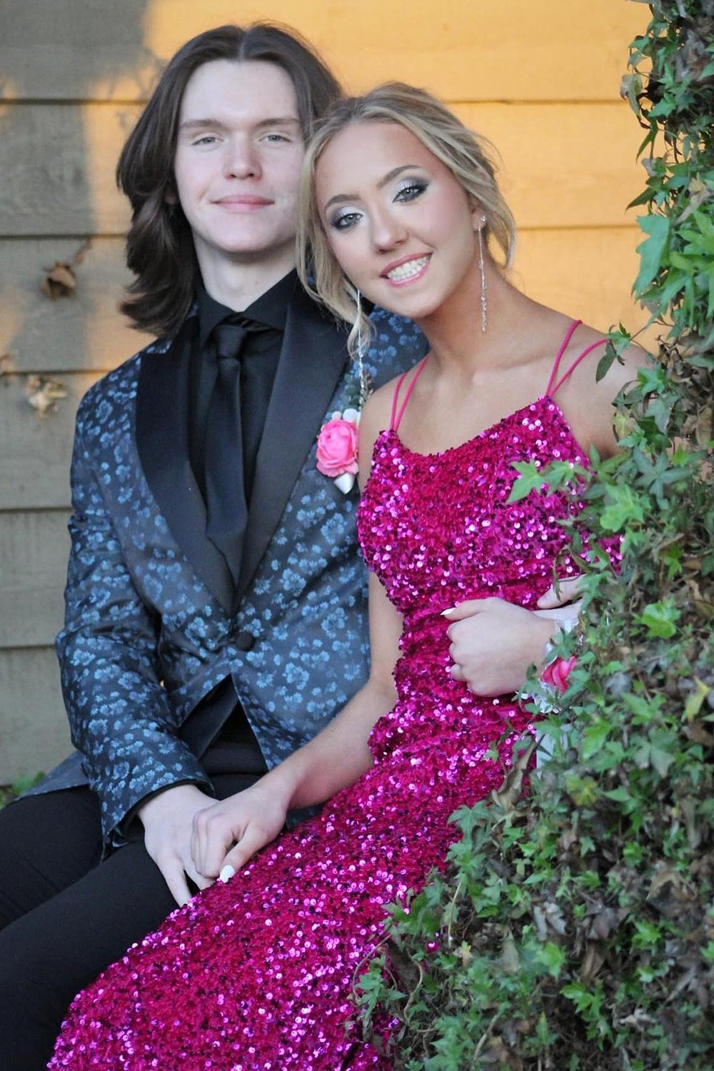 Dark Blue Peak Lapel Jacquard Men's Prom Homecoming Jacket