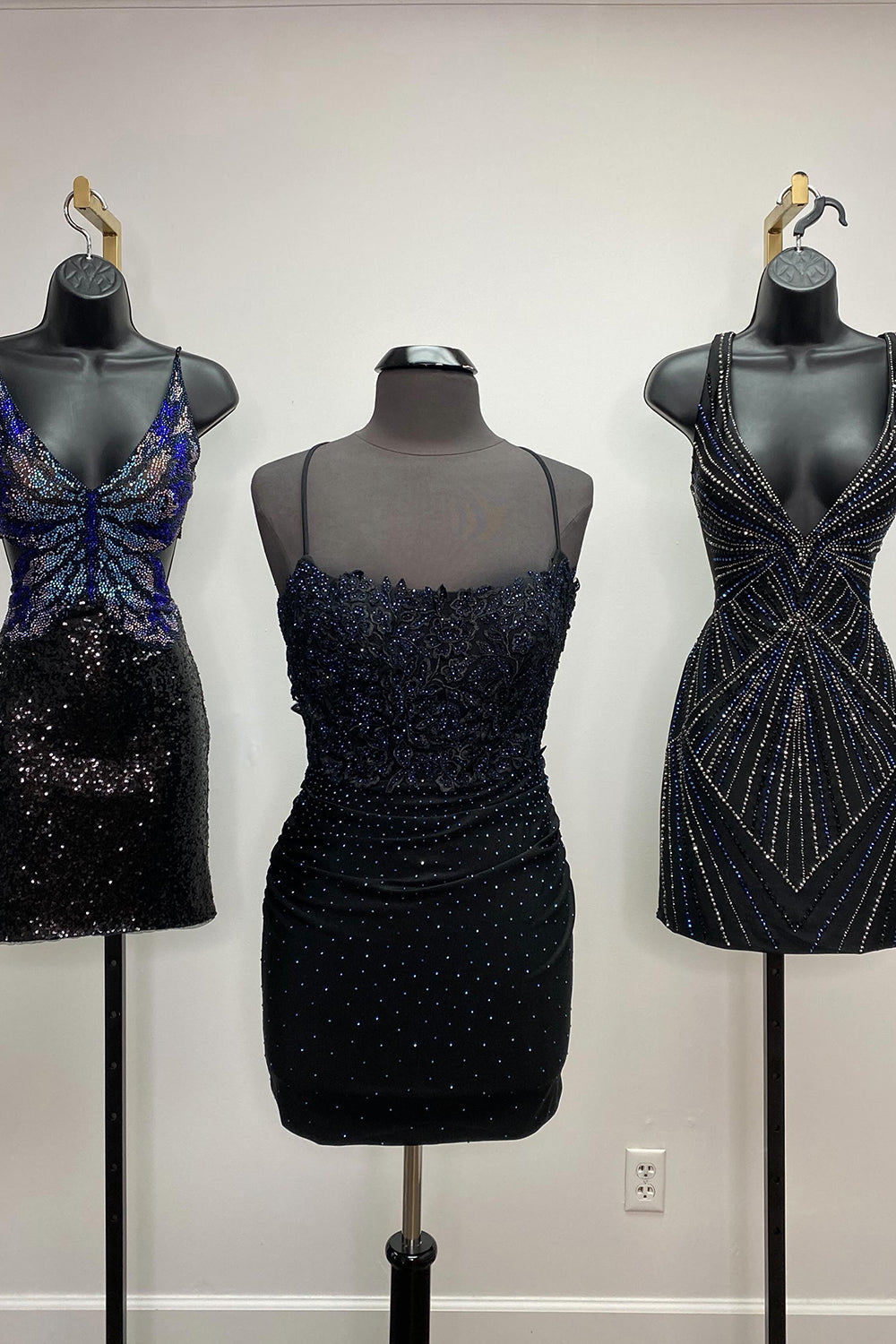 Dark Green Homecoming Dresses Beaded Short Cocktail Dresses with Appliques