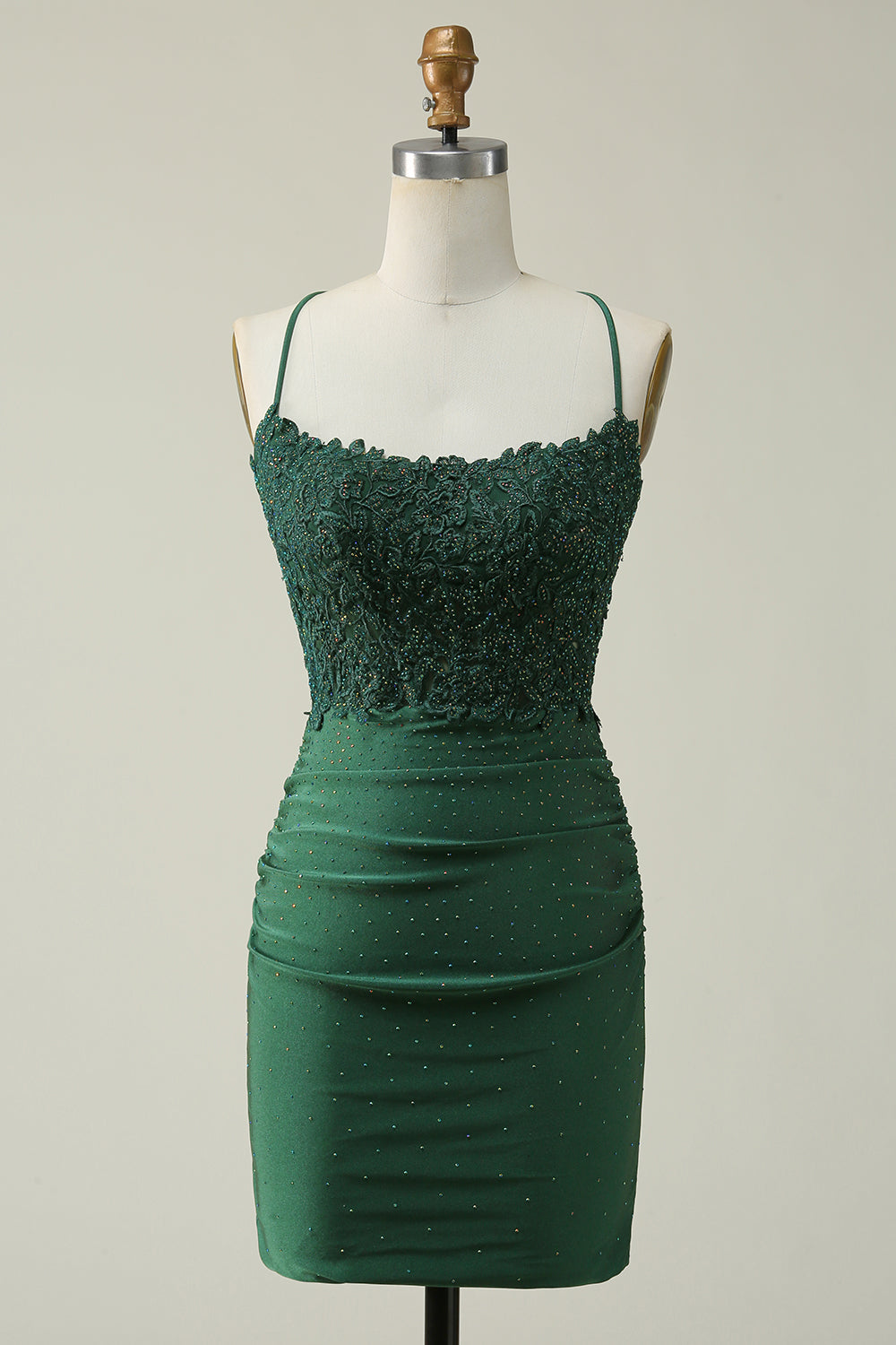 Dark Green Homecoming Dresses Beaded Short Cocktail Dresses with Appliques
