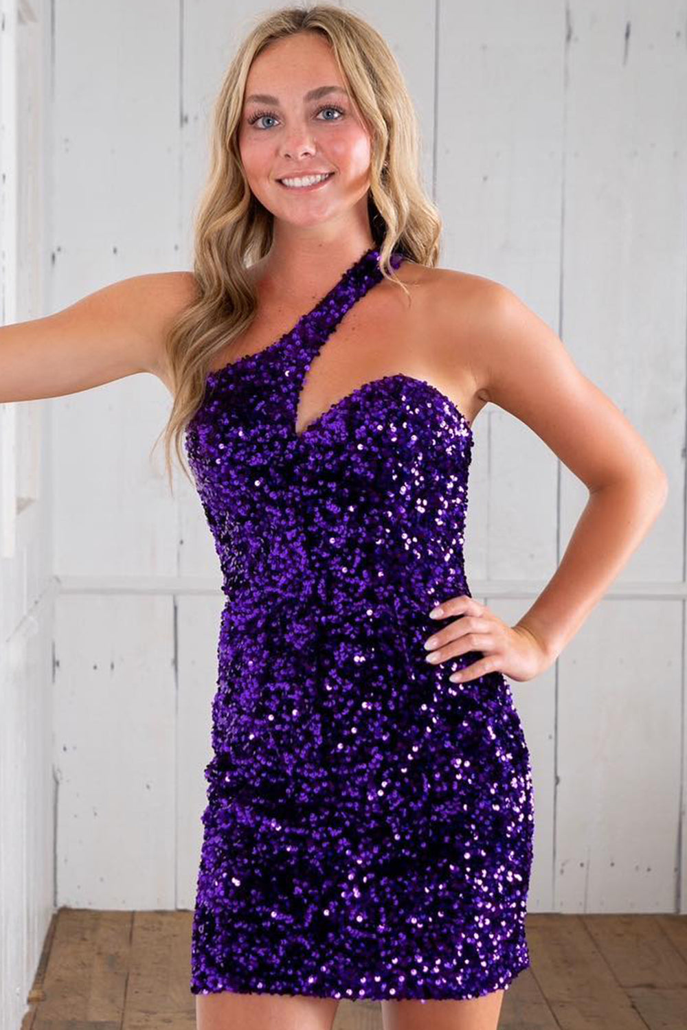 Dark Green Homecoming Dresses Sequin One Shoulder Tight Short Cocktail Dresses