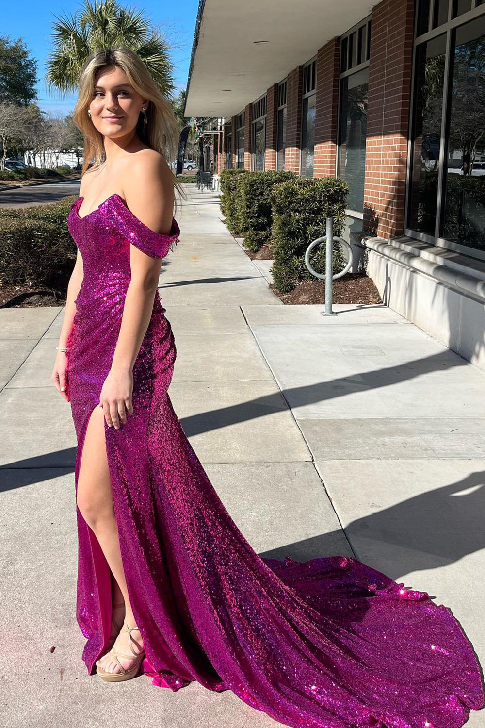 Dark Green Off the Shoulder Prom Dress Mermaid Evening Dress with Slit