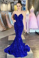 Dark Green Prom Dress Sequined Mermaid Sweetheart Long Evening Dress