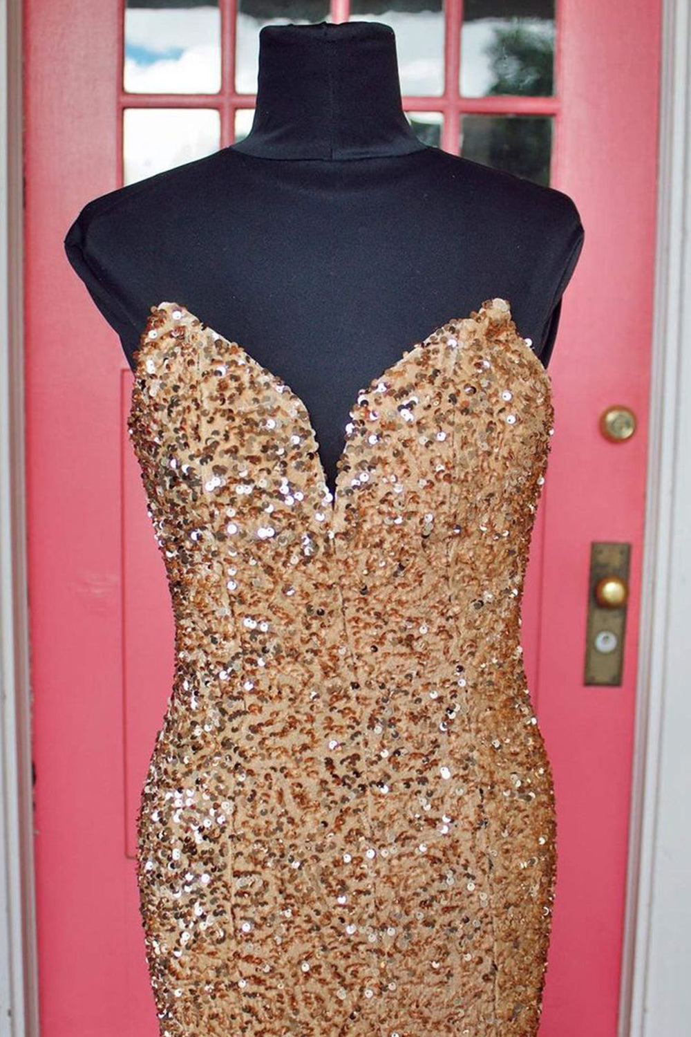 Dark Green Prom Dress Sequined Mermaid Sweetheart Long Evening Dress