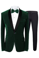 Dark Green Shawl Lapel Two Piece Wedding Suit