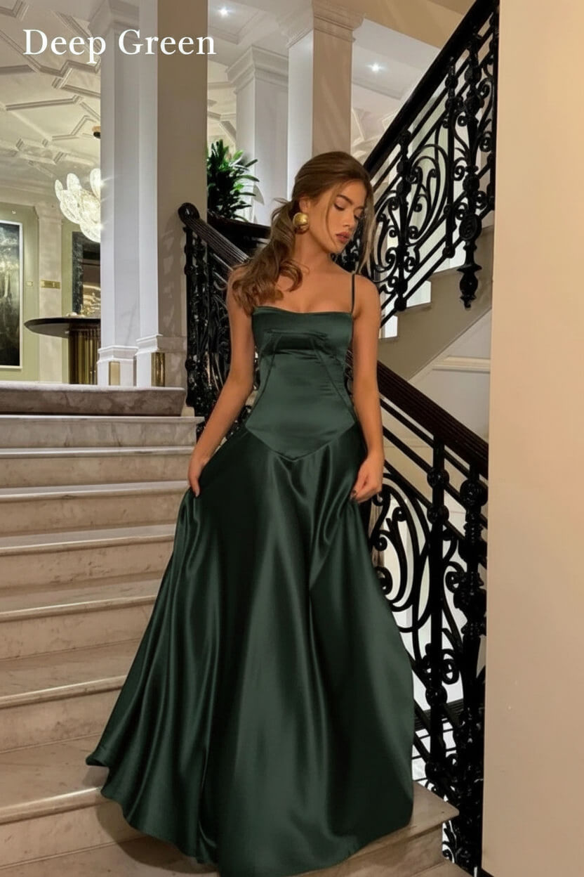 Dressystars Brown Luxe Silk-Look Long Evening Dress With Fitted Bodice Formal Evening Gown