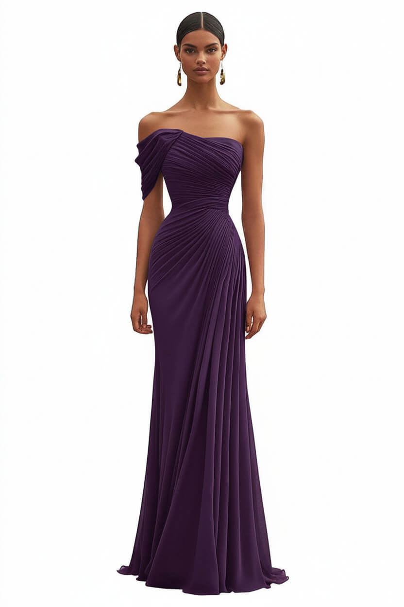 Dressystars One Shoulder Ruched Mermaid Dark Green Wedding Guest Dress Long Formal Dress