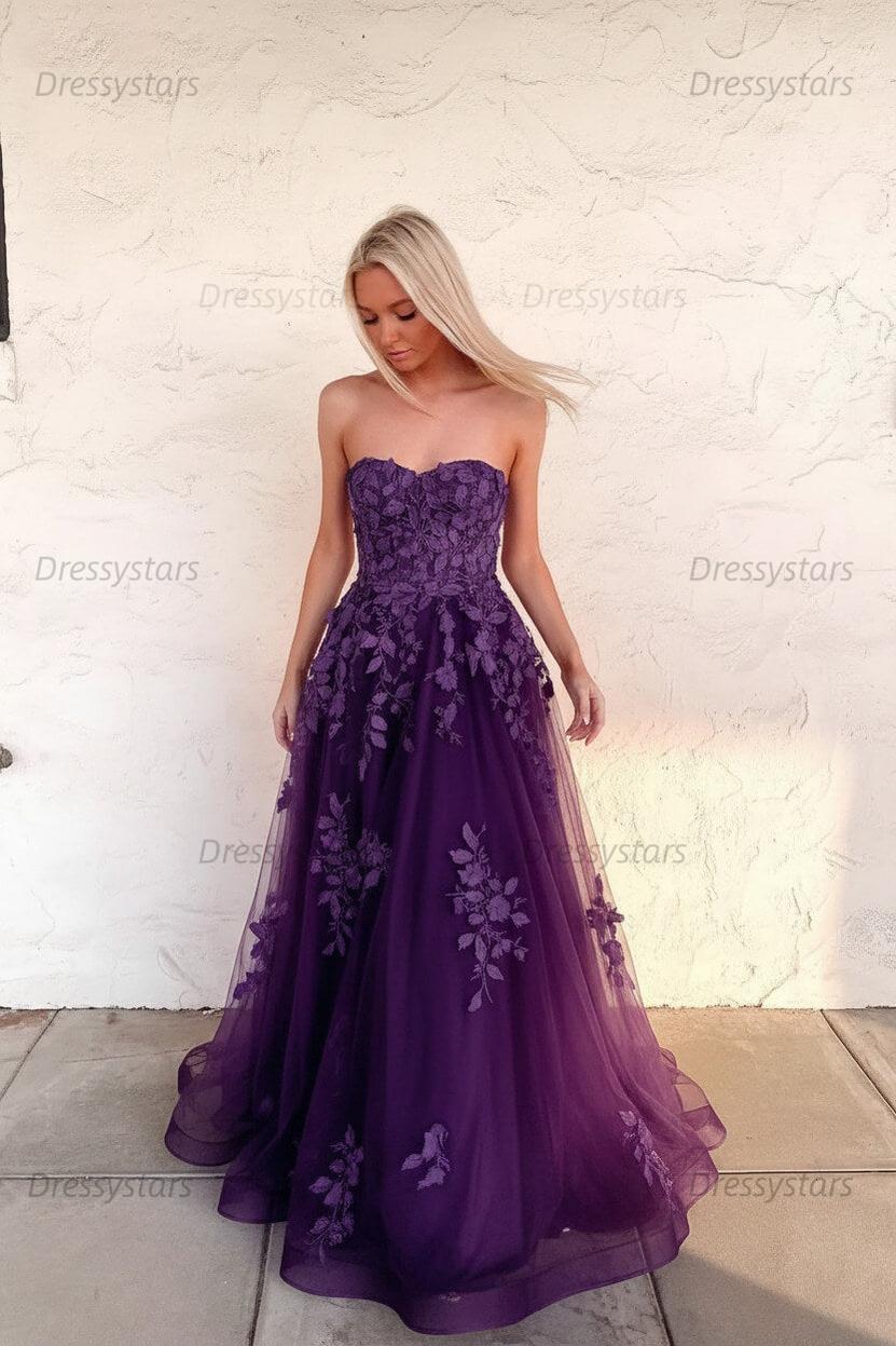 Orange Prom Dress Sweetheart Long Evening Dress with Appliques