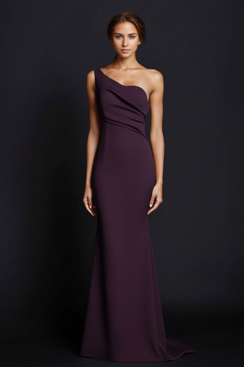 Dressystars One Shoulder Khaki Wedding Guest Dress Mermaid Long Formal Dress