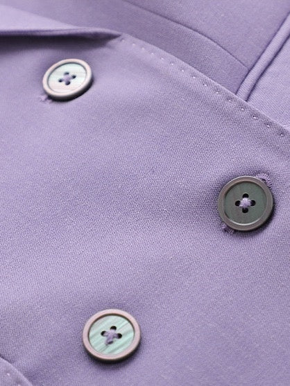 Double Breasted 2-Piece Suits For Women In Purple Peak Laple Satin