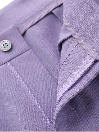 Double Breasted 2-Piece Suits For Women In Purple Peak Laple Satin