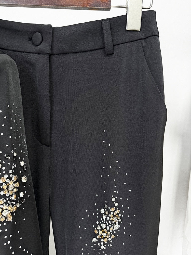 Double-Breasted Black Suits For Women With Sparkly Peak Lapels