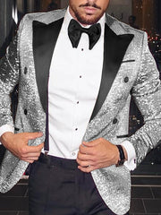 Double-Breasted Men's Blazer With Six Buttons And Sequins In A Tailored Fit