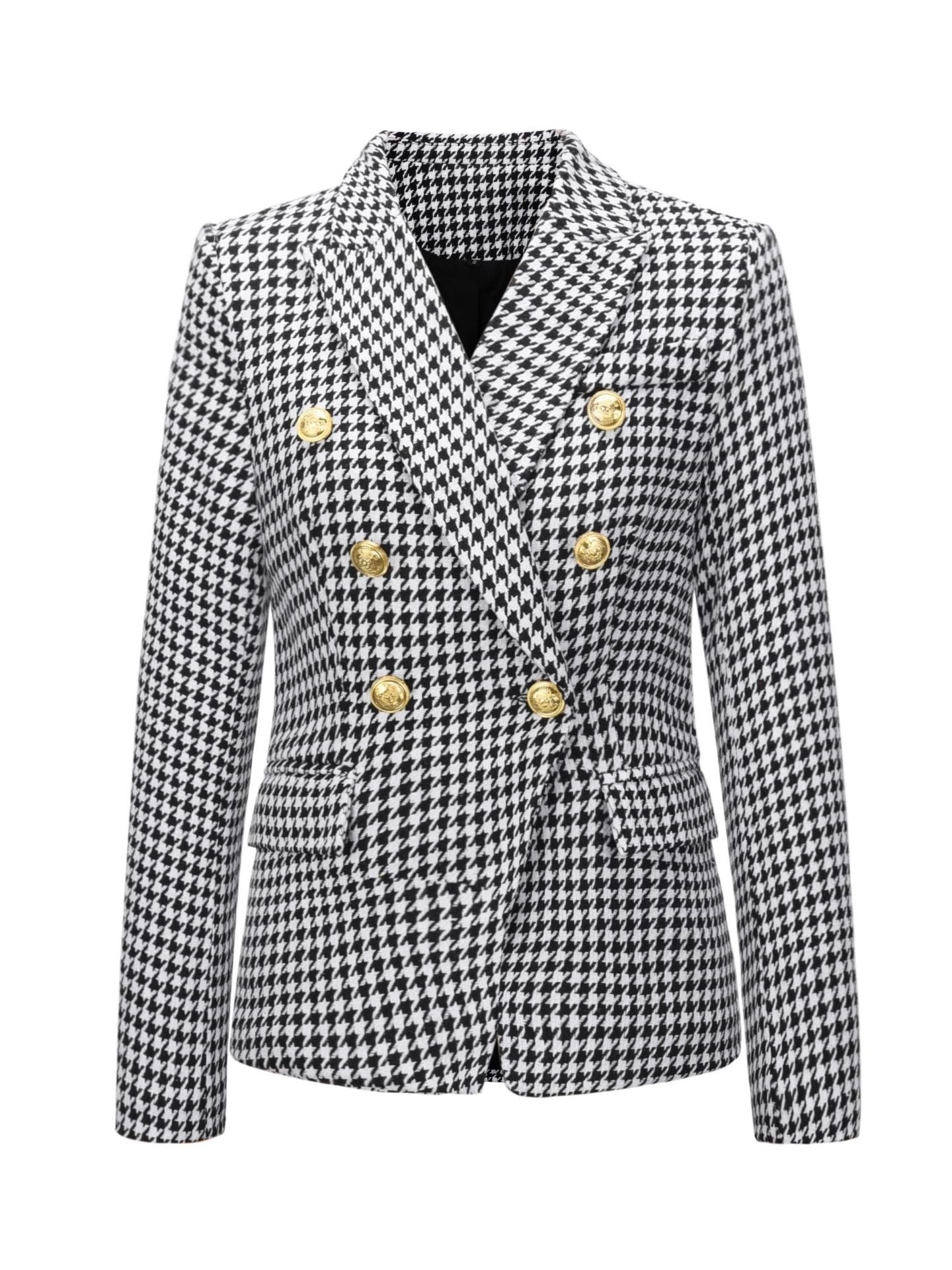 Double Breasted Peak Lapel Blazer For Women