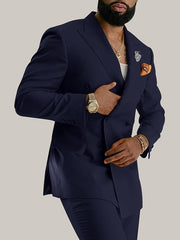 Double Breasted Six-Button Business Suit For Men - 2 Piece Wedding & Prom Attire