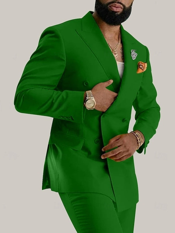 Double Breasted Six-Button Business Suit For Men - 2 Piece Wedding & Prom Attire