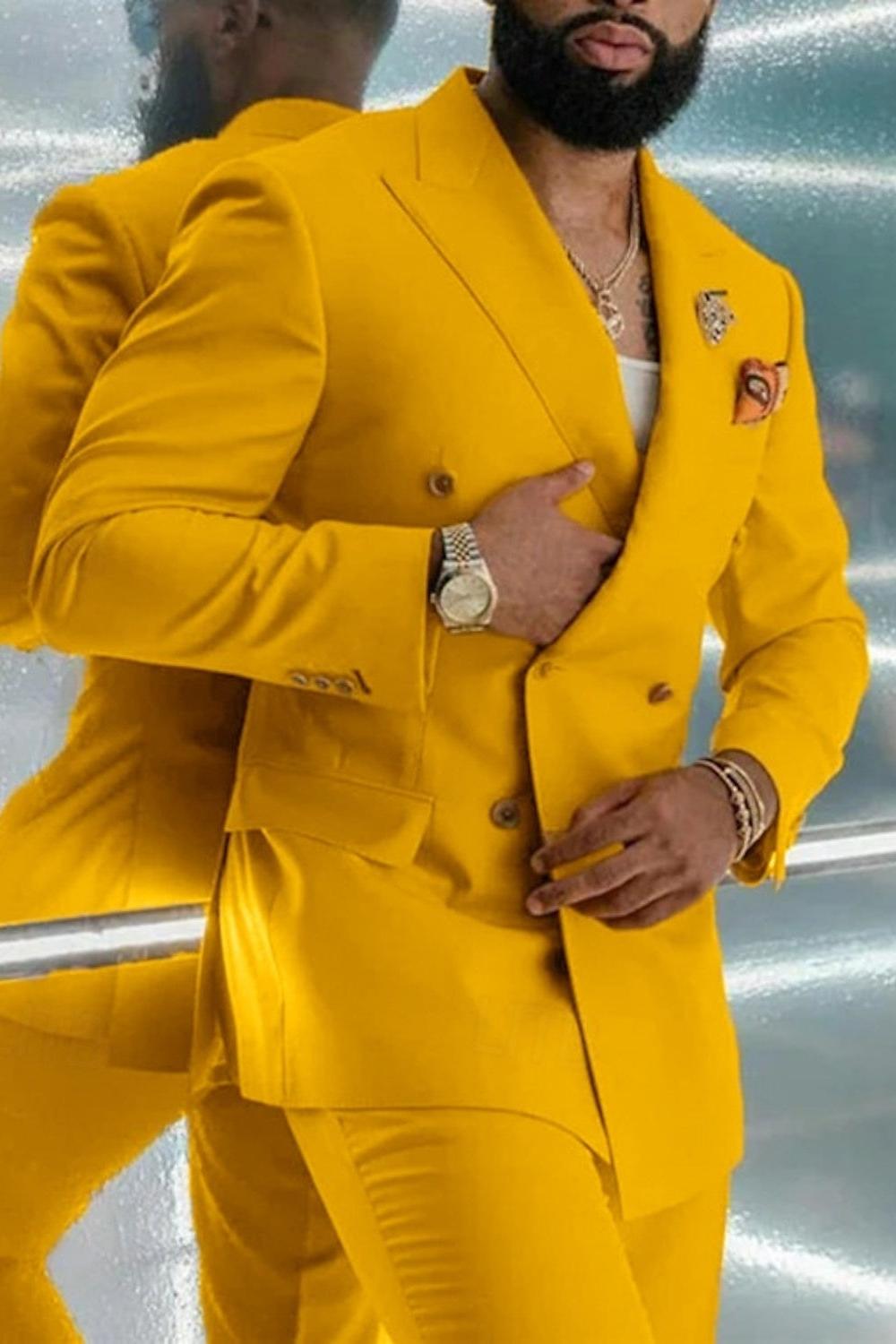 Double Breasted Six-Button Business Suit For Men - 2 Piece Wedding & Prom Attire