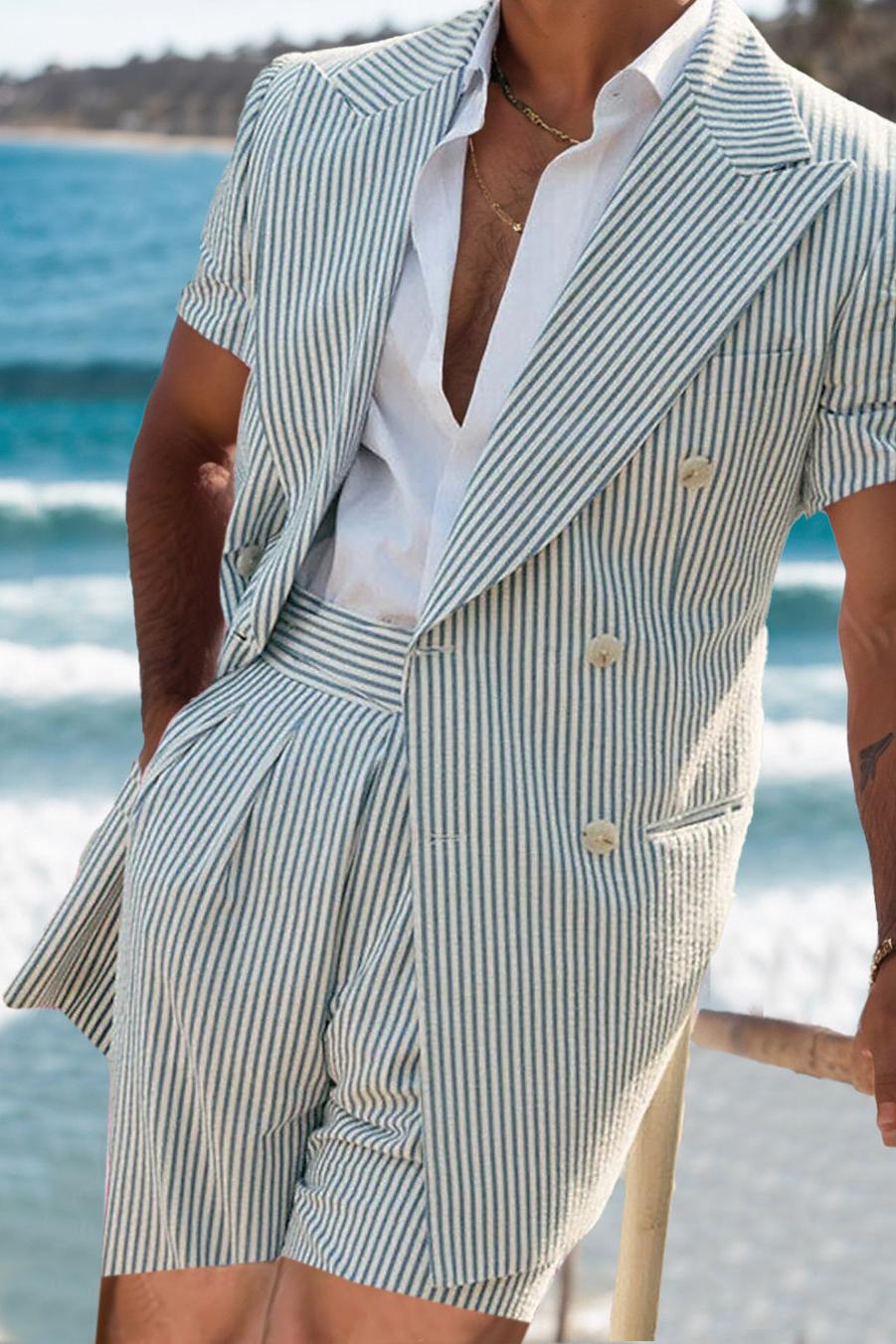 Double-Breasted Six-Button Men's Wedding Suit In Tailored Fit