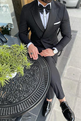 Double Breasted Six-Button Prom Suit For Men Tailored Fit 2-Piece Set