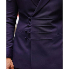 Double Breasted Six-Button Tailored Fit 2-Piece Suit For Men In Solid Colors