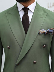Double-Breasted Six-Button Tailored Fit Wedding Suit For Men 2-Piece Set