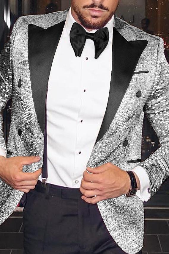 Double-Breasted Six-Button Tailored Party Jacket For Men