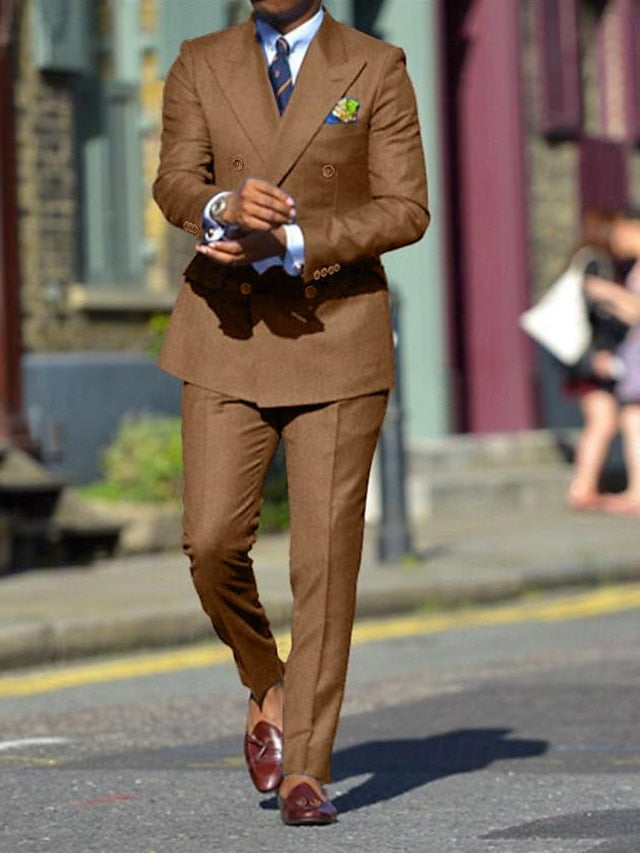 Double-Breasted Six-Button Wedding Suit For Men In Standard Fit 2-Piece Set