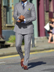 Double-Breasted Six-Button Wedding Suit For Men In Standard Fit 2-Piece Set