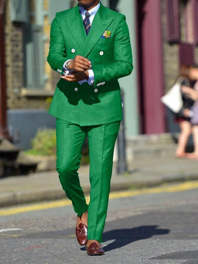 Double-Breasted Six-Button Wedding Suit For Men In Standard Fit 2-Piece Set